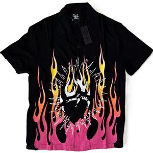 NWT Ed Hardy Tattoo Button-Up Short-Sleeve Shirt Black XXL